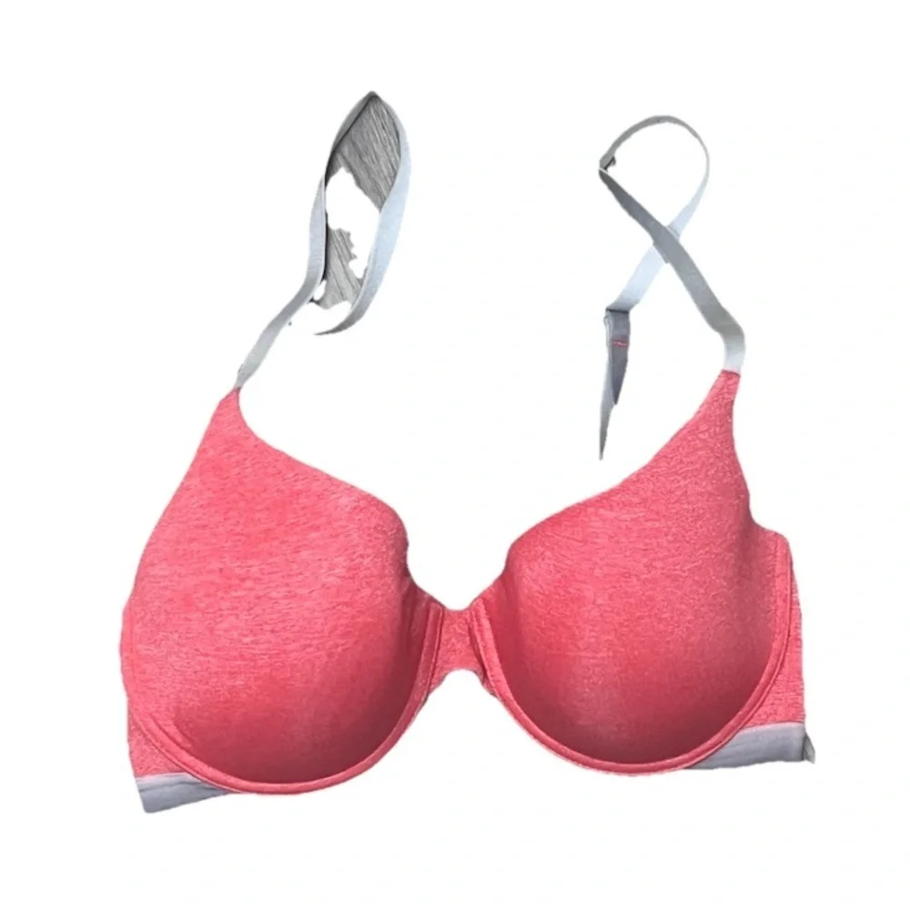 Victoria’s Secret Uplift Semi Demi Bra Orange Coral 32D Underwire Push Up